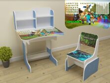 Дитяча парта регульована растишка зі стільчиком для хлопчика від 2 років ЛДСП ПШ 050 Майнкрафт салатова