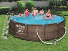 Каркасний круглий басейн З ДРАБИНОЮ і фільтр-насосом BestWay 56709 розмір 366х100см / обсяг 9150л