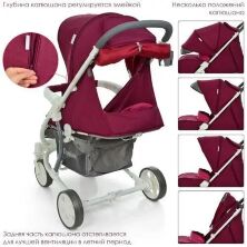 Дитяча коляска EL CAMINO ME 1011L ZETA BURGUNDY RED