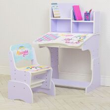 Дитяча парта растишка зі стільчиком Bambi W 2071-95-3(UA) лаванда Єдиноріг**