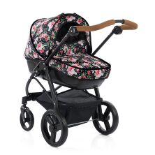 Коляска дитяча для ляльок HAUCK D-88652 класична люлька-переноска з багажної кошиком чорна з квітами **