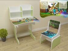 Дитяча парта регульована растишка зі стільчиком для хлопчика від 2 років ЛДСП ПШ 050 Майнкрафт салатова