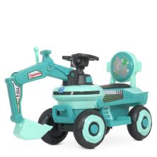 Дитячий одномісний електромобіль 2в1 Трактор з ковшем Екскаватора M4616L-5 ТОЛОКАР з шкіряним сидінням зелений