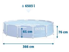 Каркасний круглий басейн Intex 28210 розмір 366х76 см/об'єм 6503 л