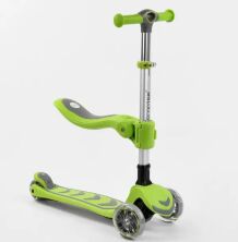 Дитячий складаний самокат c сидінням триколісний Best Scooter T-07196 алюмінієвий / колір салатовий