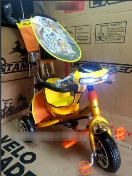 Велосипед дитячий триколісний Azimut BC-15 An Safari з фарою Єва колеса (жовтий)