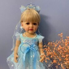 Велика вінілова лялька-принцеса з гарним довгим волоссям та живими очима Reborn Baby Doll