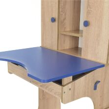 Дитяча дерев'яна парта зі стільчиком W903-14 регульована по висоті / з шафками / Синій + Дерево**