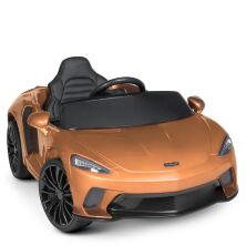 Дитячий одномісний електромобіль Легкова Машина McLaren M4638EBLRS-7 з шкіряним сидінням.Оранжевий фарбований