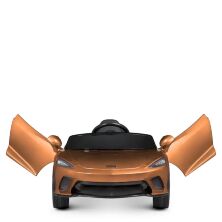 Дитячий одномісний електромобіль Легкова Машина McLaren M4638EBLRS-7 з шкіряним сидінням.Оранжевий фарбований