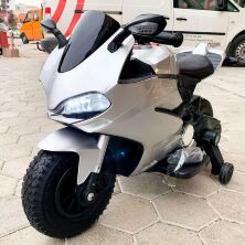 Дитячий електромобіль мотоцикл Bambi Racer M 4104ELS-11 світло коліс сірий автопокраска **