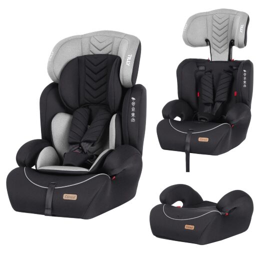 Дитяче автокрісло з бустером та регульованим підголовником TILLY Consul T-531/3 Grey група 1,2,3 / сіре