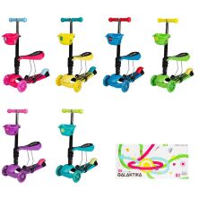 Самокат дитячий триколісний GS-0080 пластиковий з сидінням і передній кошиком (6 кольорів)