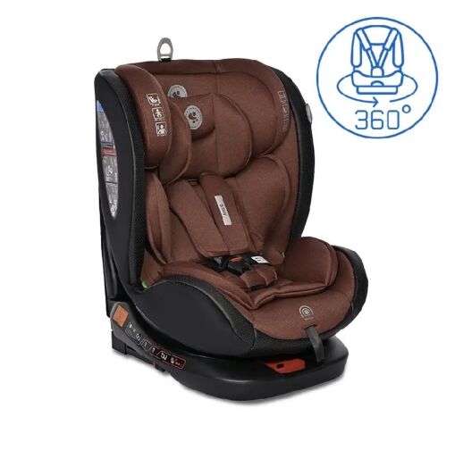 Автокрісло дитяче Lorelli Ares I-Size 0-36 кг Ginger поворотне, кріплення ISOFIX, коричневе