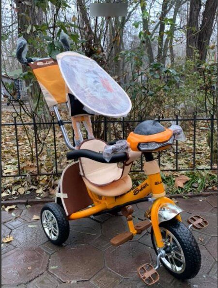 Велосипед дитячий триколісний Azimut BC-15 An Safari з фарою Єва колеса (помаранчевий)