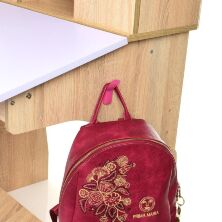 Дитяча дерев'яна парта зі стільчиком W903-13 регульована по висоті / з шафками / для дівчинки Бузкова*