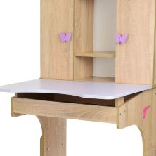 Дитяча дерев'яна парта зі стільчиком W903-13 регульована по висоті / з шафками / для дівчинки Бузкова*
