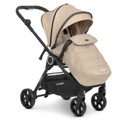 Універсальна дитяча коляска 2в1 EL CAMINO ME 1085 SAGA Denim Beige з прогулянковим блоком і люлькою Бежева
