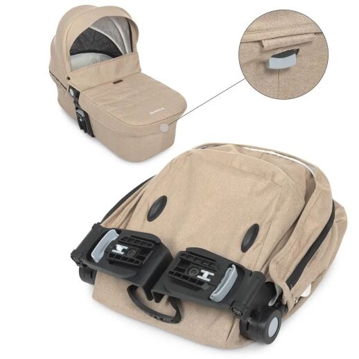 Універсальна дитяча коляска 2в1 EL CAMINO ME 1085 SAGA Denim Beige з прогулянковим блоком і люлькою Бежева