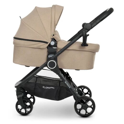 Універсальна дитяча коляска 2в1 EL CAMINO ME 1085 SAGA Denim Beige з прогулянковим блоком і люлькою Бежева