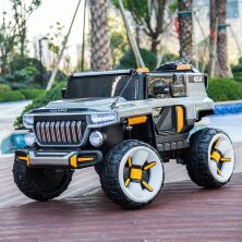 Дитячий електромобіль Джип M 5075EBLR-11 пульт керування, м'яке сидіння, 4 мотори / сірий