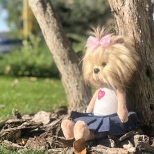 Інтерактивне тварина М'яка іграшка Песик з нарядом "Топік Гарнюня" M 3916 UA музична/лапки на магніті