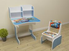 Дитяча парта регульована растишка зі стільчиком для хлопчика від 2 років ЛДСП ПШ 071 Хотвилс HotWheels синя
