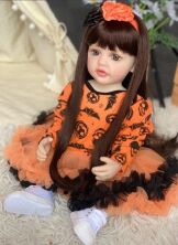 Велика вінілова реалістична лялька у стилі Хелловін з живими очима Reborn Baby Doll
