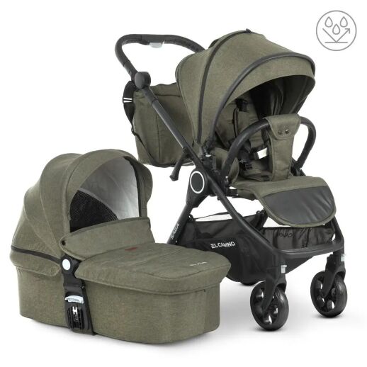 Універсальна дитяча коляска 2в1 EL CAMINO ME 1085 SAGA Denim Khaki з прогулянковим блоком і люлькою Хакі
