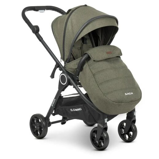 Універсальна дитяча коляска 2в1 EL CAMINO ME 1085 SAGA Denim Khaki з прогулянковим блоком і люлькою Хакі