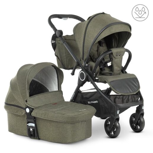 Універсальна дитяча коляска 2в1 EL CAMINO ME 1085 SAGA Denim Khaki з прогулянковим блоком і люлькою Хакі