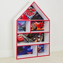 Будиночок стелаж, полиця для іграшок і книг PLK-B-2а Тачки біло-червоний**