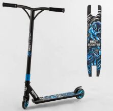 Самокат трюковий Best Scooter S-20905 алюмінієвий диск і дека / колеса ПУ / чорно-блакитний