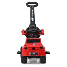 Машина каталка толокар BAMBI M 3899L-3 Mercedes шкіряне сидіння батьківська ручка червона