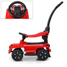 Машина каталка толокар BAMBI M 3899L-3 Mercedes шкіряне сидіння батьківська ручка червона