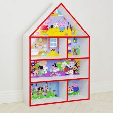 Будиночок стелаж, полиця для іграшок і книг PLK-B-7r Свинка Пеппа біло-червоний**