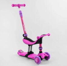 Самокат-велобіг від для дівчинки дитячий триколісний Best Scooter BS-26566 з батьківською ручкою та сидінням