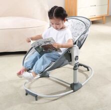 Дитяча люлька-качалка 6в1 8038 Шезлонг + Стільчик + Люлька-переноска / регулюється по висоті / льон рожевий**