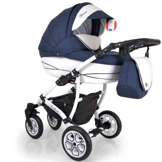 Дитяча коляска 2в1 AVALON BUENO Синьо-біла