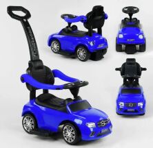 Дитяча каталка толокар штовхач Машина JOY 806 S-15905 з батьківською ручкою та музичним рулем / синий