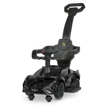Дитяча каталка-толокар Машинка 2в1 M 5007-2 Lamborghini з батьківською ручкою й бампером Музика світло/Чорна
