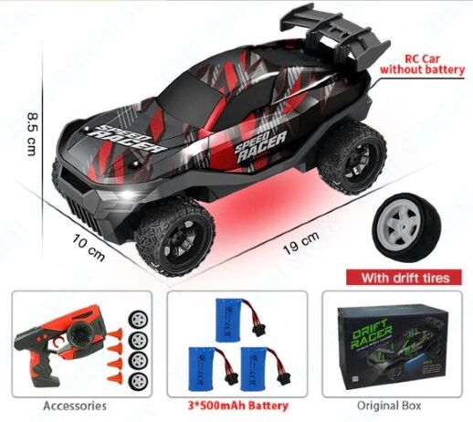 Дитяча Дрифт машинка на радіокеруванні зі змінними колесами та підсвічуванням 33633 Червона