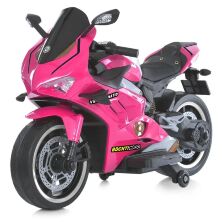 Дитячий електромобіль мотоцикл M 5056 EL-8 Ducati MP3+USB, AUX, шкіряне сидіння, світло, звук / рожевий