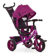 Велосипед-коляска дитячий триколісний Єва колеса Turbo Trike M 3113-18L з батьківською ручкою фуксія льон**