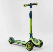 Самокат дитячий триколісний Best Scooter C-04909 складаний алюмінієвий кермо / колеса ПУ зі світлом / салатовий