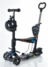 Самокат дитячий триколісний 5в1 (беговел) iTrike JR3-058-I-WP19 MAXI з кошиком і сидінням / чорний**