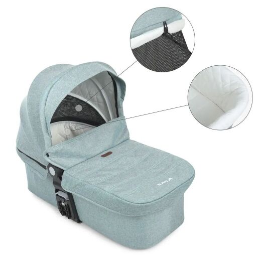 Універсальна дитяча коляска 2в1 EL CAMINO ME 1085 SAGA Denim Ash Blue з прогулянковим блоком і люлькою Блакитна