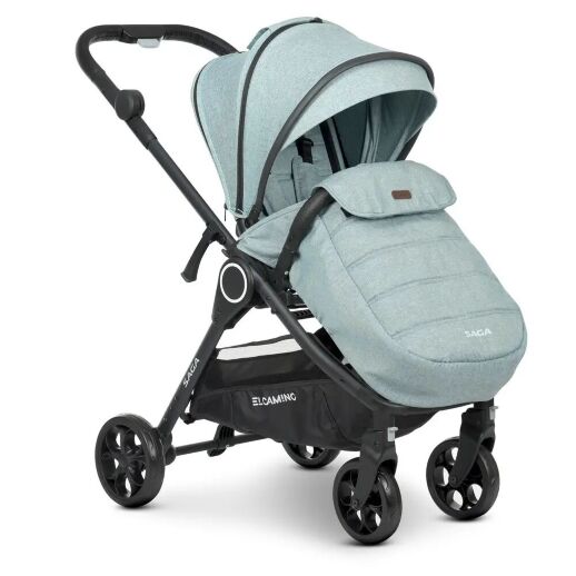 Універсальна дитяча коляска 2в1 EL CAMINO ME 1085 SAGA Denim Ash Blue з прогулянковим блоком і люлькою Блакитна