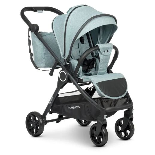 Універсальна дитяча коляска 2в1 EL CAMINO ME 1085 SAGA Denim Ash Blue з прогулянковим блоком і люлькою Блакитна