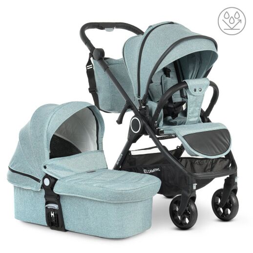 Універсальна дитяча коляска 2в1 EL CAMINO ME 1085 SAGA Denim Ash Blue з прогулянковим блоком і люлькою Блакитна